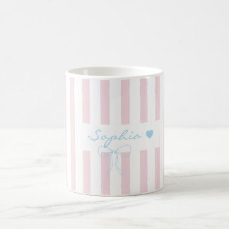 Custom name rosewater pink striped coffee mug