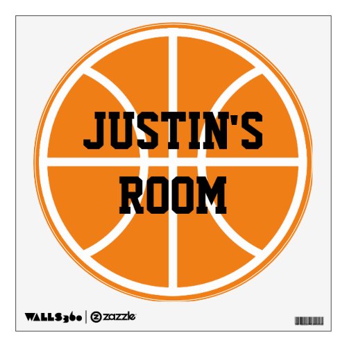 Custom name round basketball kids bedroom wall decal