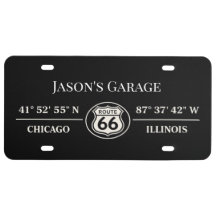Custom Name Route 66 Blackout Garage License Plate