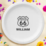 Custom Name Route 66 Sign Personalized Paper Plates<br><div class="desc">Customize this design and create your personalized Route 66 Paper Plate. You can TRANSFER this DESIGN on other Zazzle products and adjust it to fit most of the Zazzle items. You can also click the CUSTOMIZE button to add, delete or change details like background color, text, font or some graphics....</div>