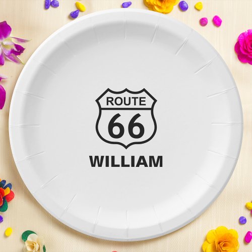 Custom Name Route 66 Sign Personalized Paper Plates