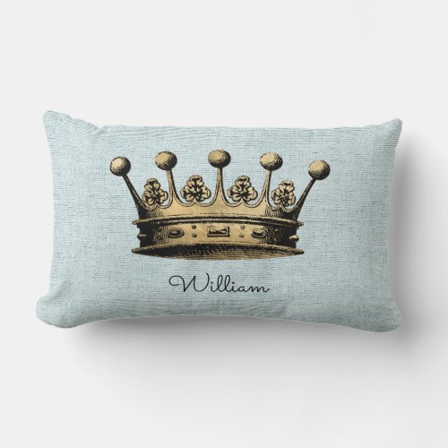 Custom Name Royal Vintage Gold Crown Home Decor Lumbar Pillow