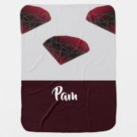 Custom name ruby red gemstones baby blanket