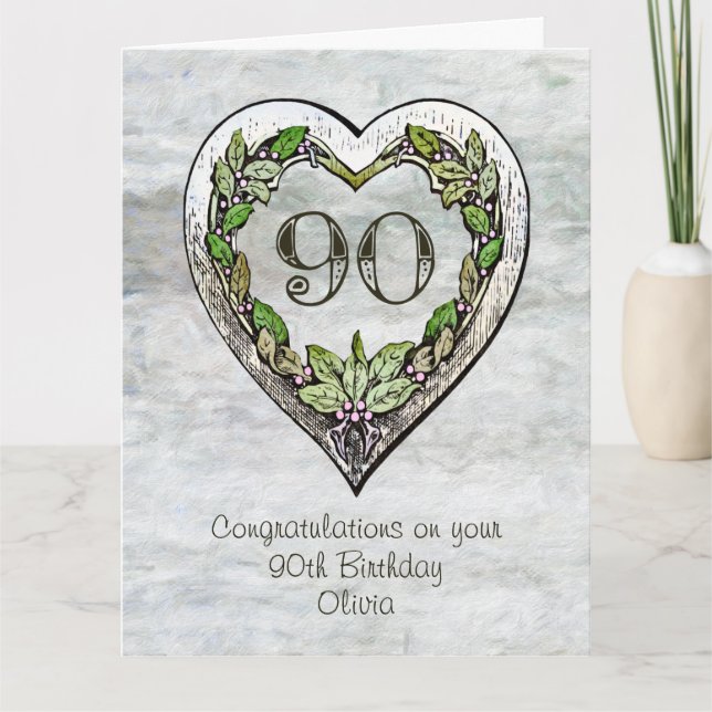 Custom Name Rustic 90th Birthday Card (Front)