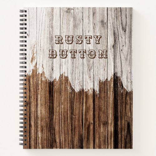 Custom Name Rustic Barn Wood Western Boys Notebook