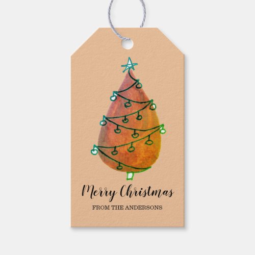 Custom Name Rustic Brown Christmas Tree   Gift Tags