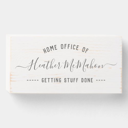 Custom Name Rustic Farmhouse Chic Home Office Wooden Box Sign