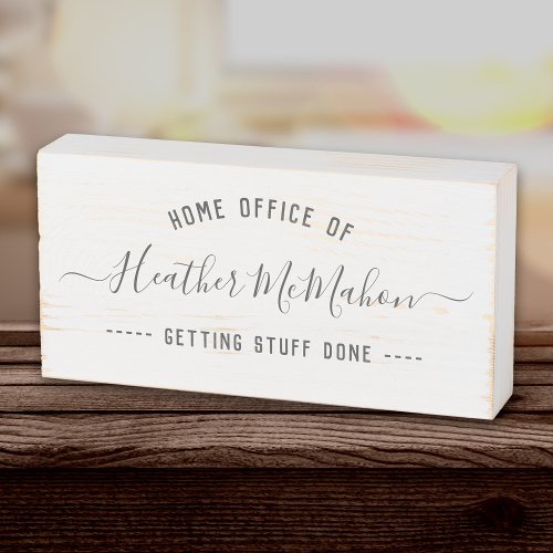 Custom Name Rustic Farmhouse Chic Home Office Wooden Box Sign