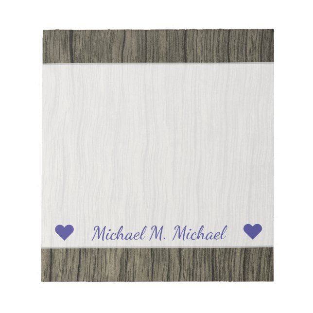 Custom Name + Rustic Faux Wood Look Pattern Notepad (Front)