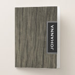 [ Thumbnail: Custom Name & Rustic Faux Wood Look Pattern Pocket Folder ]