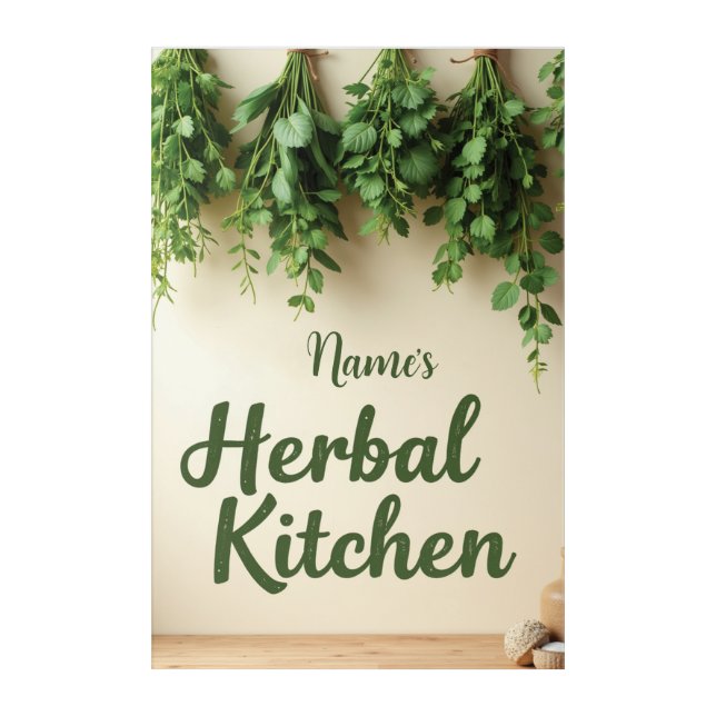 Custom Name Rustic Herb Kitchen Wall Print Acrylic Print (Front)