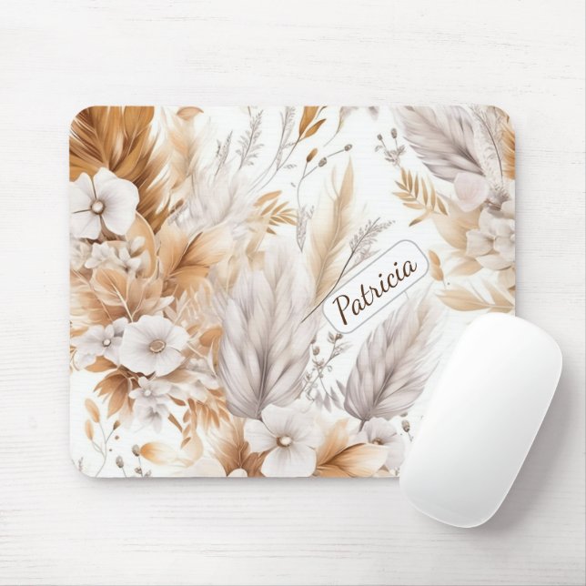 Custom Name Rustic Modern Bohemian Wildflowers  Mouse Pad (With Mouse)
