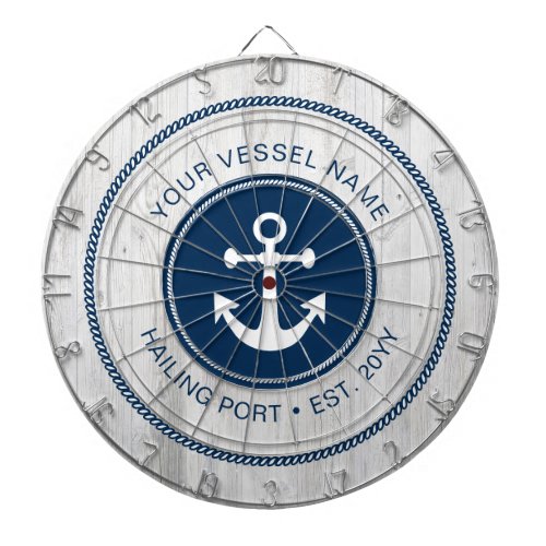 Custom Name Rustic Nautical Anchor Personalized Dart Board