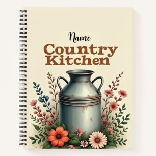 Custom Name Rustic Recipe Organizer Notebook