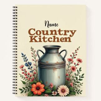 Custom Name Rustic Recipe Organizer Notebook