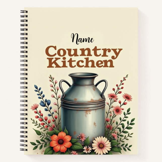Custom Name Rustic Recipe Organizer Notebook (Front)