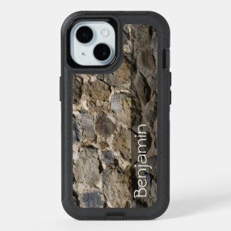 Custom Name Rustic Rock Wall Photograph iPhone 15 Case