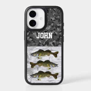 Custom Name Rustic Walleye Fishing Sports Camo iPhone 17 Case