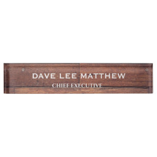 Custom Name Rustic Wooden Pattern Brown Desk Name Plate