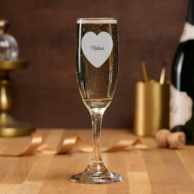 Custom Name(s) in a Heart Champagne Flute (Party)