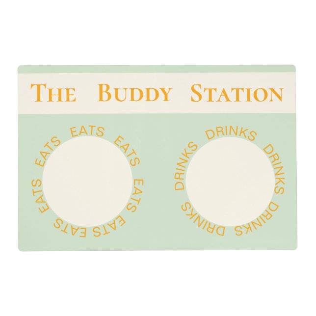 Custom [Name]’s Modern Eats & Drinks Pet Station Placemat (Front)