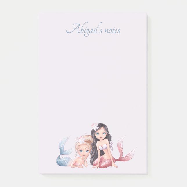 Custom name`s personalized girly Mermaid N Post-it Notes (Front)