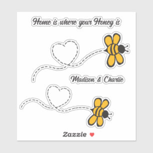 Custom Name(s) & Text Happy Love Bees Sticker