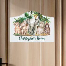 Custom Name Safari Animals Palm Trees