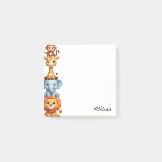 Custom Name Safari Animals Personalized Jungle Post-it Notes