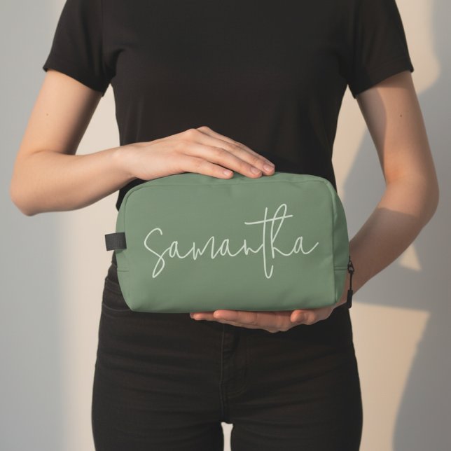 Custom Name Sage Cosmetic Bag for Bridesmaid & Her (Bridesmaid Proposal Cosmetic Bag, Custom Mom Travel Toiletry Bag, Custom Christmas Gift for Her)