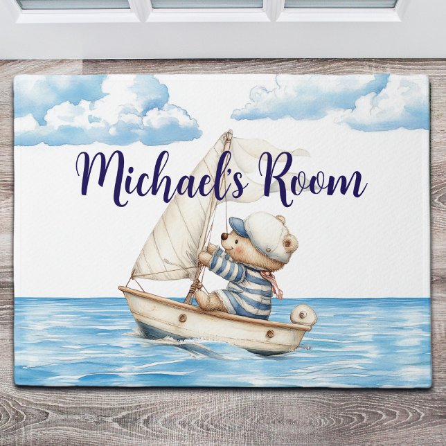 Custom Name Sailor Teddy Bear Doormat (Creator Uploaded)