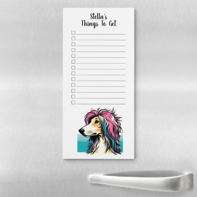 Custom Name Saluki Pop Art Magnetic Notepad (In Situ)