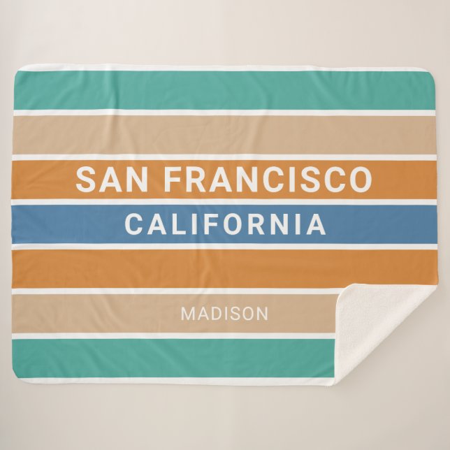 Custom Name San Francisco / YOUR TEXT Sherpa Blanket (Front (Horizontal))