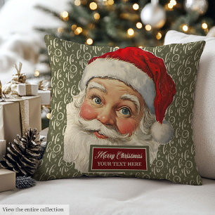 Custom Name Santa Claus Retro Holiday Pillow