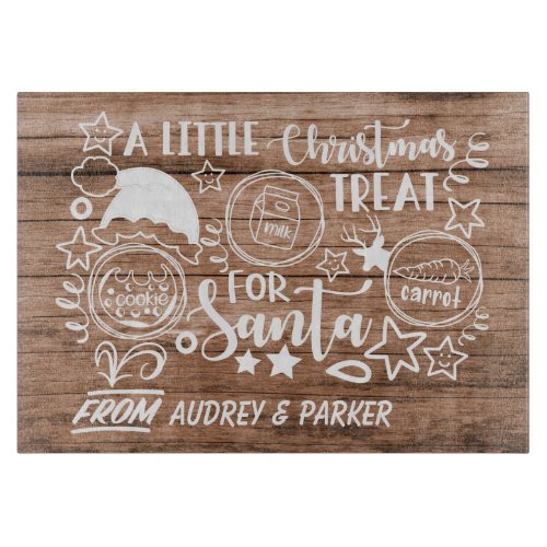 Custom Name Santa For Christmas Eve Treats Cutting Board