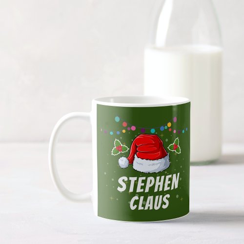 Custom Name Santa Hat Christmas Holiday Coffee Mug