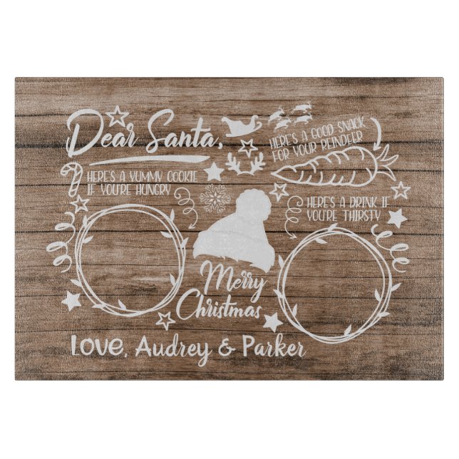 Custom Name Santa Tray For Christmas Eve Treats Cutting Board (Front)