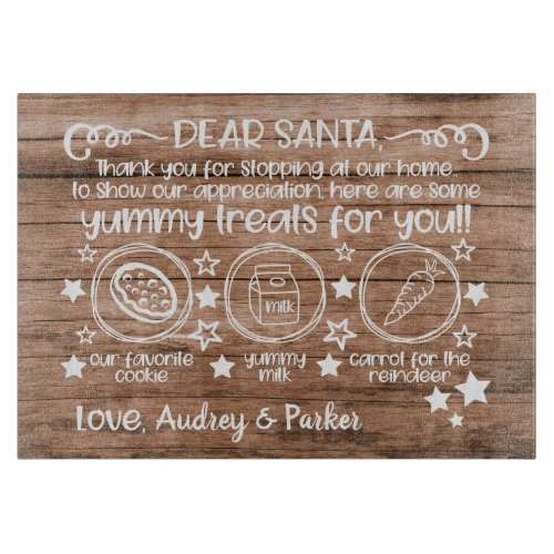 Custom Name Santa Tray For Christmas Eve Treats Cutting Board