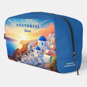 Custom Name Santorini Greece Sunset Dopp Kit