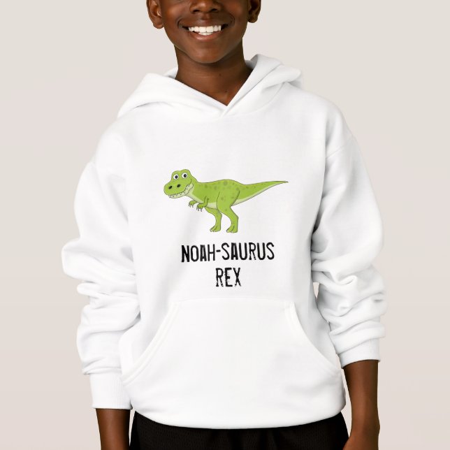 Custom name saurus cartoon t rex cartoon dino hoodie (Front)