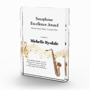 Custom Name Saxophone Jazz Excellence Award