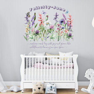 Custom Name Saying Quote Butterfly Wildflower Wall Decal