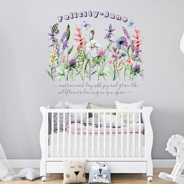 Custom Name Saying Quote Butterfly Wildflower Wall Decal (Creator Uploaded)