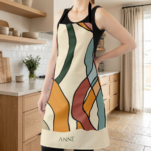 Custom Name Scandinavian Abstract Muted Kitchen  Apron