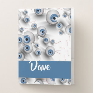 Custom name scary eyes pocket folder