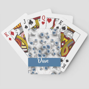 Custom name scary eyes poker cards