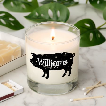 Custom Name Scented Candle With Pig Silhouette