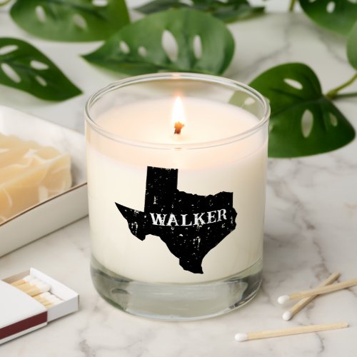 Custom name scented candle with Texas state map
