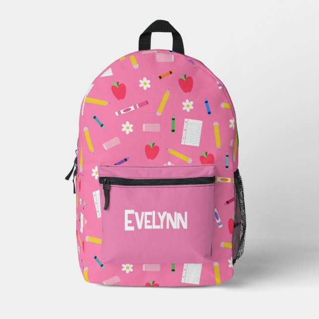 Custom name School supplies backpack (Front)