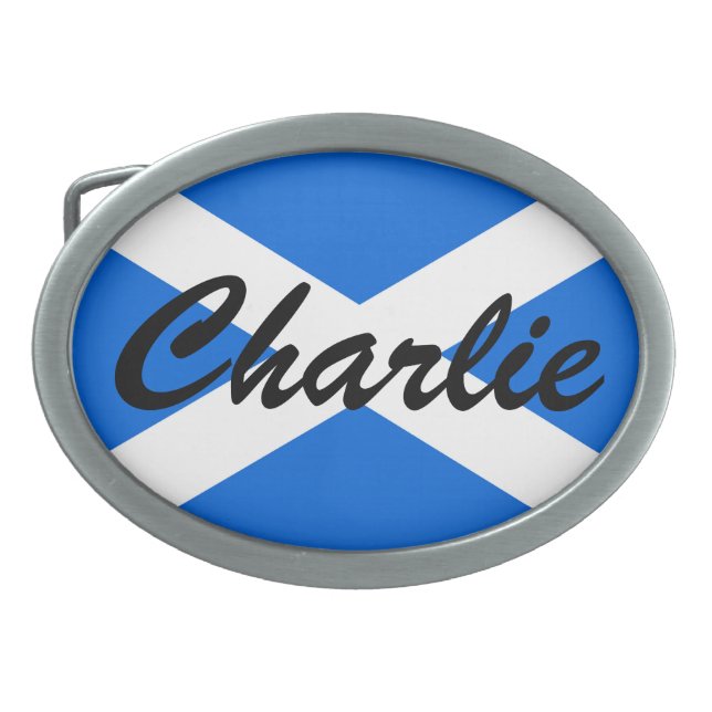 Custom Name Scottish Flag bbcnt Belt Buckle (Front)